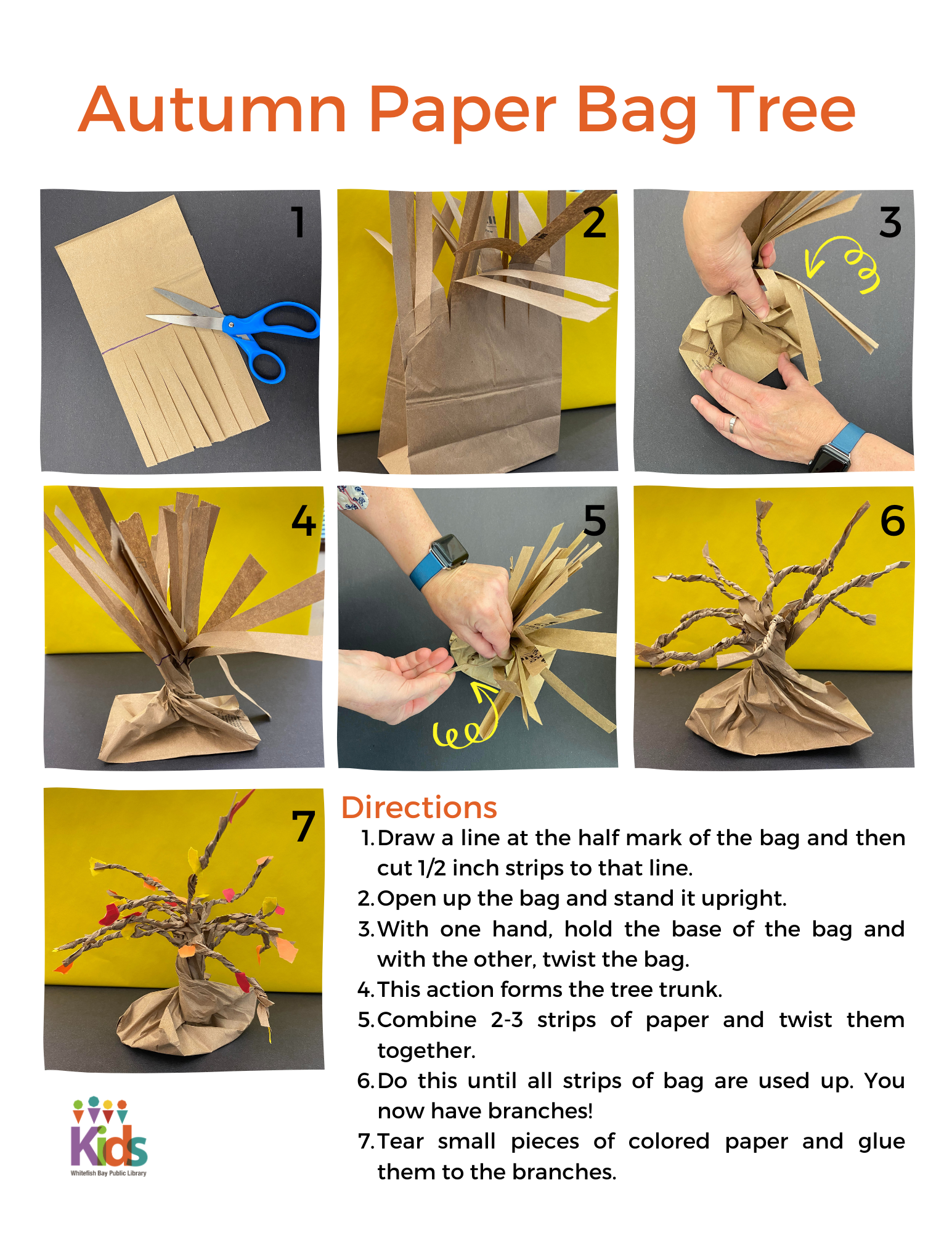 Blog Take And Make Autumn Paper Bag Tree Whitefish Bay Public Library